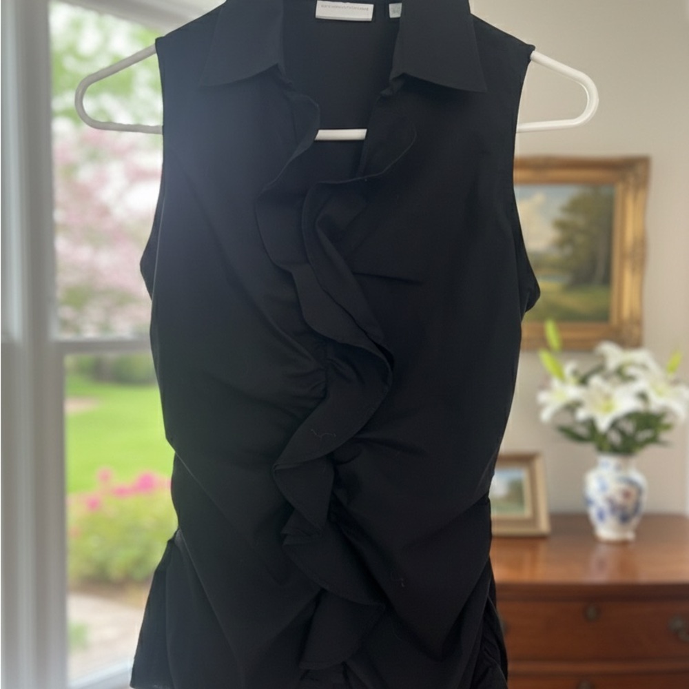New York & Company Black Ruffled Blouse